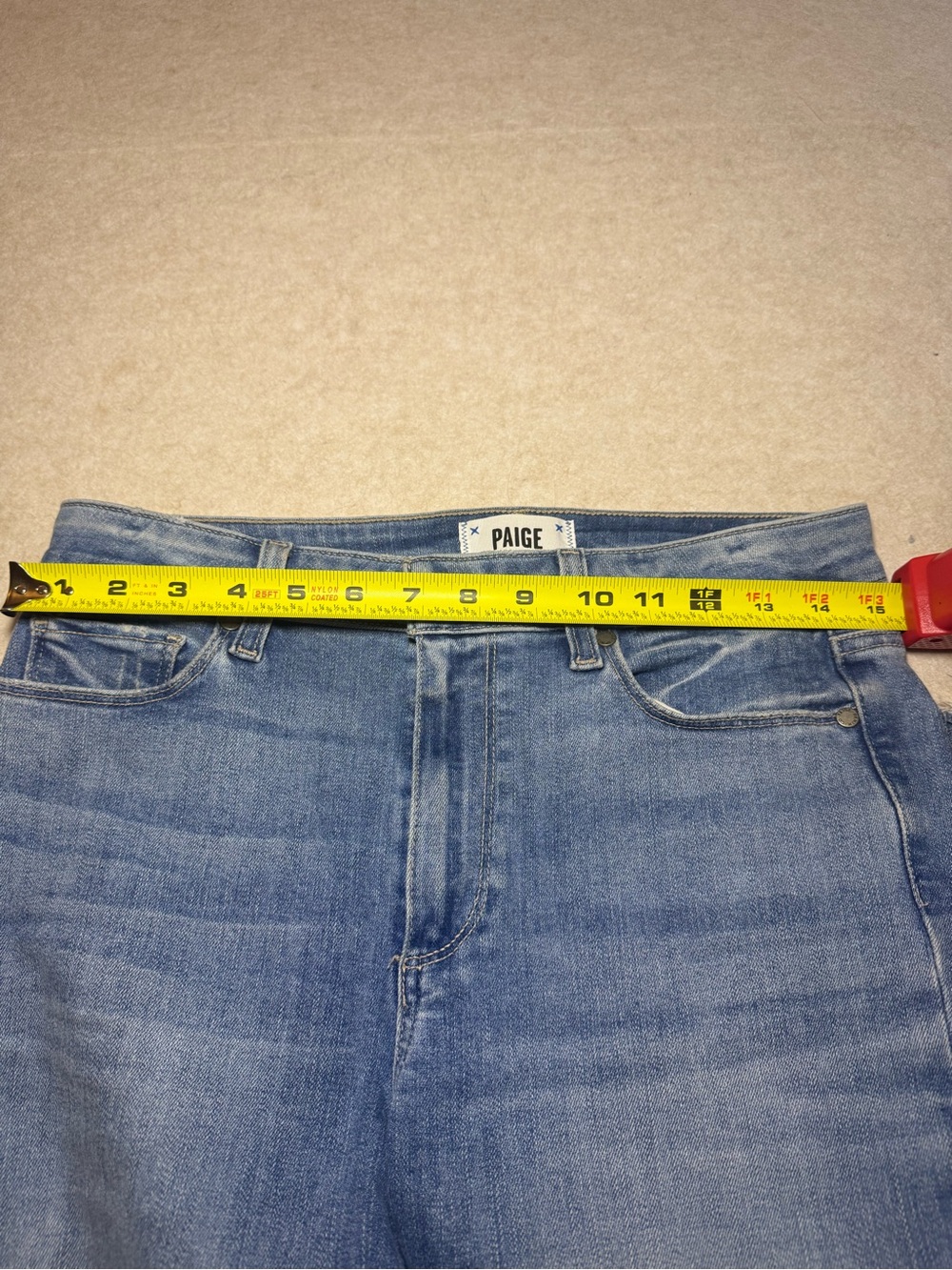 PAIGE Women's Light Wash Rory Crop Flare Wide Denim Jeans Raw Hem Size 28 - Picture 8 of 10